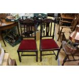 Four Victorian chairs with barley twist legs and part reeded backs,