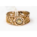 A 14ct stamped yellow Gold filigree ring 7mm wide at the top, size N, approx weight 2.