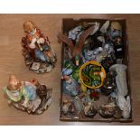 A pair of Capo di Monte style figures and various ceramics including Lladro style figure,