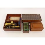 A cased brass microscope by International manufacturer M. Pillischer London, No.