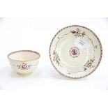 A New Hall Tea Bowl & Saucer, date Circa 1800, size Tea Bowl, 7.