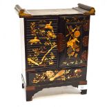 Japanese black and gilt detail lacquer miniature cabinet (1)