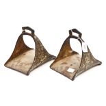 A pair of 19th Century brass stirrups,