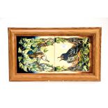 Moorcroft Cuckoo in nest double tile plaque,