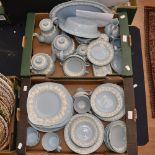 A Wedgwood Queensware part dinner and tea service, including teapots, meat plate, serving dish, etc