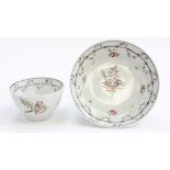 A Newhall Tea Bowl & Saucer, date circa 1800, size Tea Bowl, 8.5cm diam, 5.