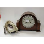An Ensfield Westminster chimes mantle clock with pendulum and key, together with a Trim tone phone,