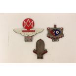 Three various car badges, comprising Aston Martin 'Owners Club' , 'Sunbal',