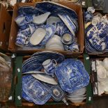 A Copeland Spode blue and white part dinner service, including servers and covers, tea wares,