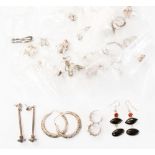 A bag of thirty silver assorted earrings