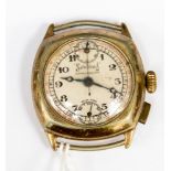 A circa 1930s services chronograph gold plated,