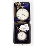 A silver fob watch with key, cased Birmingham hallmark 1885; together with Rob Tipping, Liverpool,