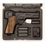 Crossman Model 1008 Air Pistol with Custom Walnut grips. 177 cal. In black plastic case.