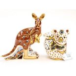 Royal Crown Derby The Australian Collection, Kangaroo and Koala and Baby paperweights,