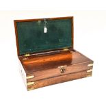 A mahogany writing slope, having brass corners,