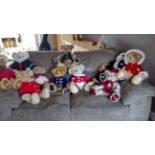 A large collection of Harrods teddy bears all are approximately 16" in height, from: 1990, 1991,