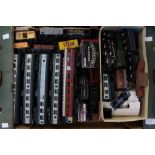 One box of unboxed locomotives and coaches and rolling stock,