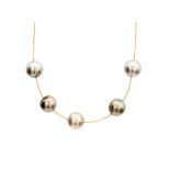 A 5 pearl string necklace,