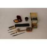 A quantity of collectables including pocket knives, pipes,