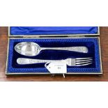 A cased set of spoon and fork, Sheffield 1906,