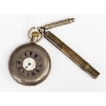 A silver half hunter pocket watch dated Sep 1916 to reverse, engraved name indistinct, S.