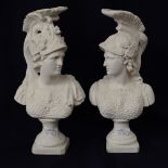 A pair of Parian busts, one of Mars,