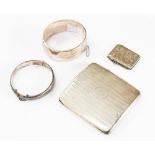 Silver items to include cigarette case,