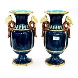 A pair of 19th century majolica vases, circa 1880,