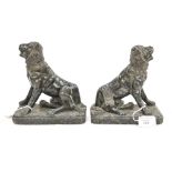 A pair of 18th century carved green granite dog figures, Rococo style, circa 1750,