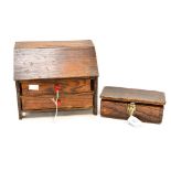 An early 19th Century oak box with brass clasp,