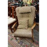 A 20th Century beech framed armchair frame Please note: this is being sold without the seat