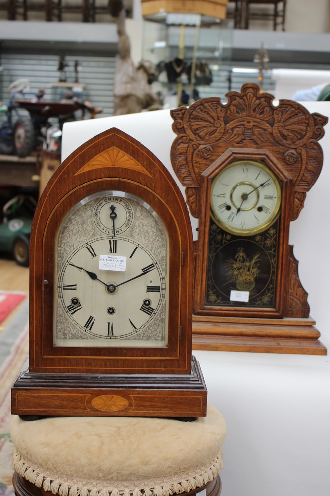 Two mahogany cased mantle clocks