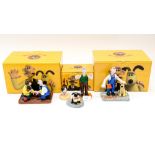 Three boxed Coalport Wallace and Gromit characters figures and figure groups.