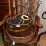 A brass bound oak bucket with liner;