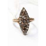 An early Victorian yellow metal and diamond cluster ring,
