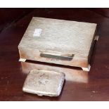 A silver cigarette box, hallmarks rubbed probably Birmingham 1973,
