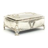 An Arts and Crafts silver jewellery casket, in the Art Nouveau style,