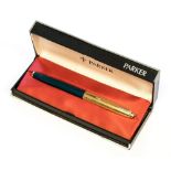 Parker 61 fountain pen, gold filled cap, turquoise barrel,