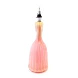 A Murano pink and gold spangled glass lamp base, of ribbed form,