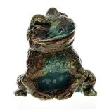 Martin Brothers, a Martinware glazed earthenware lidded vase, circa 1890, modelled as a toad,