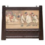 Liberty & Co, an Arts and Crafts stained wood wall hanging picture frame pipe rack,