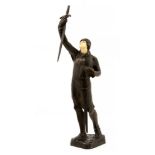 Julien Monier, Credo, a bronze and ivory figure of a knight with sword raised,