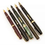 Waterman fountain pens including opalescent stripe W5, black W2,