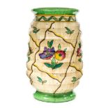 Charlotte Rhead for Crown Ducal, a large ribbed vase, trellis pattern,