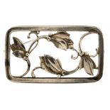 Georg Jensen, a Danish silver brooch, 295, pierced stylised floral scroll design, rectangular form,