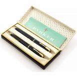 Parker Junior fountain pen and ballpoint set, navy blue, in case,