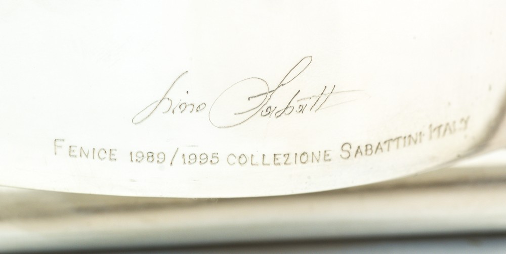 Lino Sabattini, an Italian Fenice silver plated tea and coffee set and tray, designed 1989/1995, - Image 3 of 3