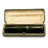 Swan leverless fountain pen, green marbled,