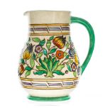 Charlotte Rhead for Bursley Ware, a TL 14 jug, baluster form, tulip pattern,