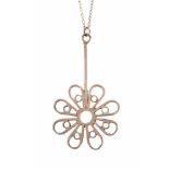 Alastair Norman Grant, a Modernist Scottish silver flower pendant and chain, open stylised flower,